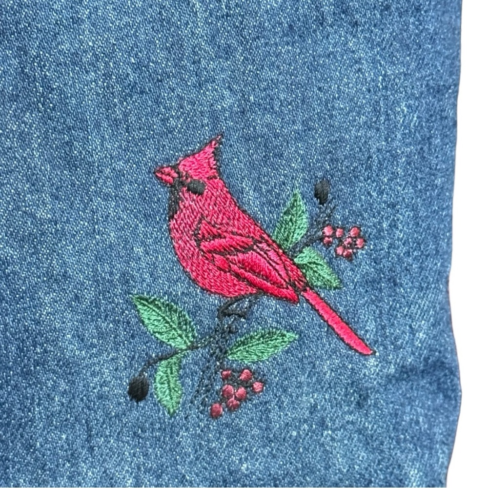 Bag Lady Embroidered Denim Cardinal Spring Bag - Picture 2 of 15